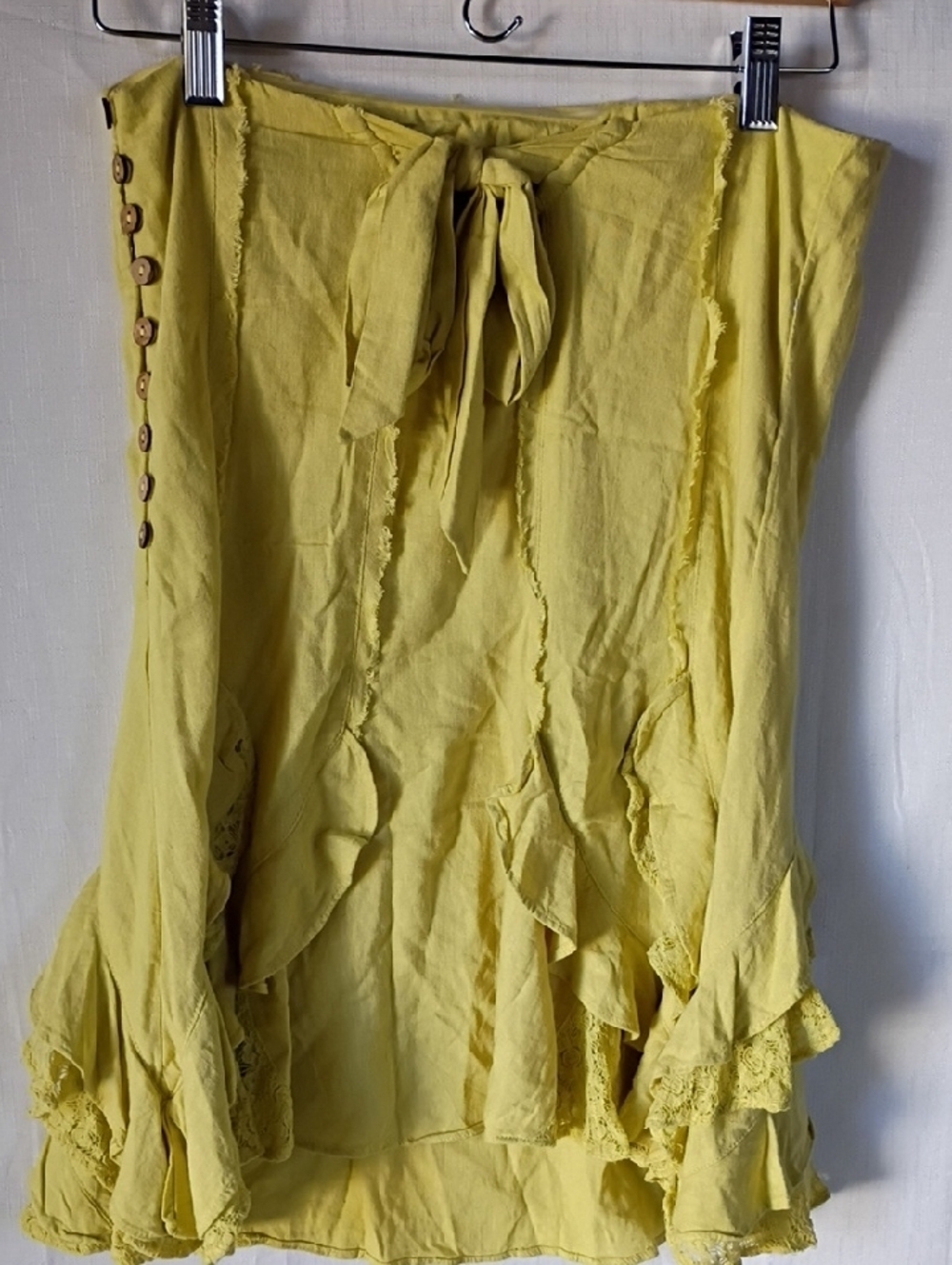 Free People Women's Summer Serenade Mini Dress Ruffled Linen Size XS - Picture 5 of 11